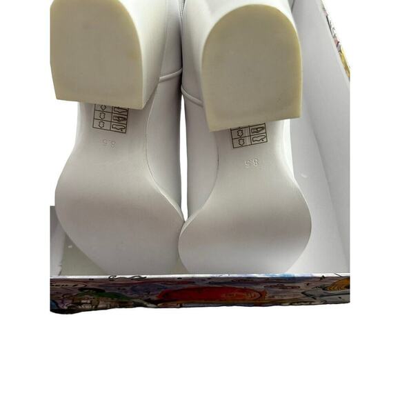 Jeffrey Campbell DAGGET White Leather Mid-Calf Pointed Toe Boots Size 8.5 - Picture 5 of 6